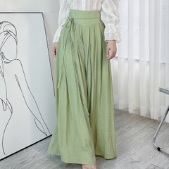 Quần Culottes Xếp Ly Trơn Lưng V Dáng Dài Nữ Tính Đi Du Lịch Chất Linen Tơ Sước MIMIX - DG8