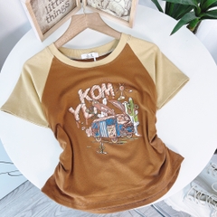 Sản Phẩm Áo Thun Nữ Baby Tee Cổ Tròn Logo Kom Năng Động Đi Dạo Phố Chất Cotton MIMIX - DN1