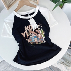 Sản Phẩm Áo Thun Nữ Baby Tee Cổ Tròn Logo Kom Năng Động Đi Dạo Phố Chất Cotton MIMIX - DN1