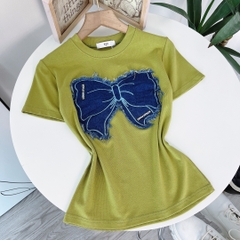 Áo Thun Baby Tee Cổ Tròn Tay Ngắn Họa Tiết Nơ Chất Thun Cotton Đi Du Lịch MIMIX - DN4