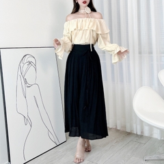 Quần Culottes Nữ Trơn Lưng V Xếp Ly Phối Dây Chất Linen Tơ Sước Đi Biển MIMIX - DQ7