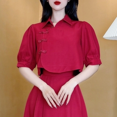 Áo Sơ Mi Cổ Tàu Tay Ngắn Chất Trượt Chéo Đi Du Lịch MIMIX - DR0