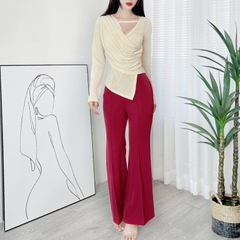 Quần Ống Loe Nữ Trơn Cạp Cao Dáng Dài Chất Chéo Win Công Sở MIMIX - DS4