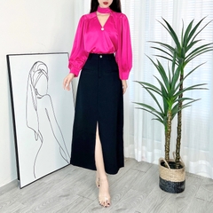 Chân Váy Nữ Trơn Phối Túi Trước Xẻ Giữa Chất Tuyết Hàn Công Sở MIMIX - DL1