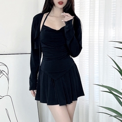 Set Bộ Nữ 3 Món Áo Khoác Nữ, Áo 2 Dây Kèm Chân Váy Tennis Chất Thun Dẻo Đi Chơi MIMIX - DU9