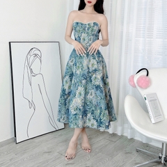 Đầm Midi Nữ 2 Dây Cúp Viền Ngọc Dáng Dài Xòe Đi Biển Đi Tiệc MIMIX - DV2