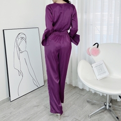 Set Bộ Nữ Áo Cổ Đổ Tay Dài Mix Quần Baggy Dáng Dài Chất Lụa Tô Châu Công Sở MIMIX - DV7