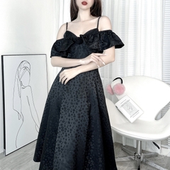 Đầm Midi Gấm 2D Bèo Vai Hoa Ngực Chất Gấm In Hoa QC Đi Tiệc MIMIX - DW0