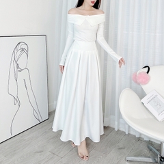 Áo Trơn Kiểu Nữ Trễ Vai Tay Dài Cổ Lật Chất Thun Tăm QC Đi Làm Đi Chơi MIMIX - DX6
