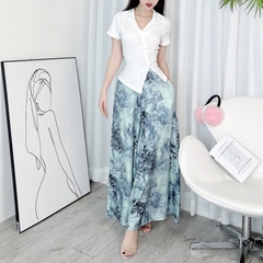 Áo Kiểu Nữ Phối Cổ Sơ Mi Phối Nút Tàu Vạt Xẻ Chất Thun Tăm QC Đi Dạo Phố MIMIX - DY3