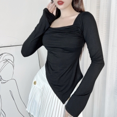  Áo Kiểu Nữ Trơn Tay Dài Vạt Nhọn Phối Dây Bính Vai Đi Du Lịch MIMIX - DZ5