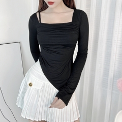  Áo Kiểu Nữ Trơn Tay Dài Vạt Nhọn Phối Dây Bính Vai Đi Du Lịch MIMIX - DZ5