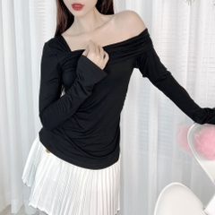 Áo Kiểu Nữ Trơn Tay Dài Lệch Vai Chất Thun Dẻo Đi Du Lịch MIMIX - DZ4