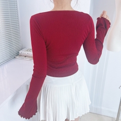 Áo Kiểu Nữ Vạt Xẻ Tay Dài Rút Dây Chất Thun Tăm QC Đi Làm Đi Chơi MIMIX - DZ7