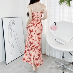 Đầm 2 Dây Hoa Dập Ly Lượn Sóng Kèm Xoắn Trước Chất Mango Dập Ly Sóng Đi Biển MIMIX - EA0