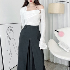 Quần Tây MIMIX Nữ Cạp Cao Ống A Xếp Ly Trước 3 Chất Chéo Hàn Tôn Dáng Công Sở - EA8