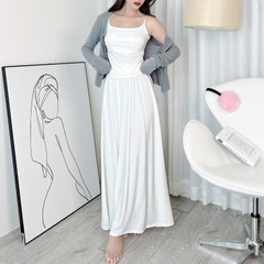 Set Bộ Nữ 3 Món Áo 2 Dây Bún, Chân Váy Dáng Xòe Kèm Áo Khoác Chất Thun Dẻo Đi Du Lịch MIMIX - EA7