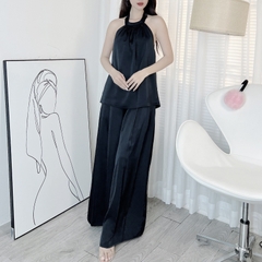 Set Yếm Trơn Nữ Áo Thắt Dây Kèm Chân Váy Phối Bo Chun Dáng Dài Chất Lụa Đi Tiệc MIMIX - EB4