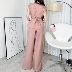 Set Bộ Nữ Áo Gile Phối 2 Nút Kèm Quần Dáng Dài Ống Suông Chất Chéo Lụa Công Sở MIMIX - EB6