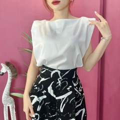 Áo Kiểu Nữ Trơn Sát Nách Có Đệm Vai Thời Trang Chất Lụa Vân Gỗ Công Sở MIMIX - ED0