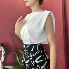 Áo Kiểu Nữ Trơn Sát Nách Có Đệm Vai Thời Trang Chất Lụa Vân Gỗ Công Sở MIMIX - ED0