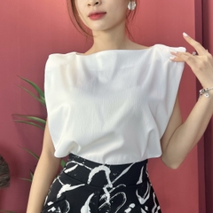 Áo Kiểu Nữ Trơn Sát Nách Có Đệm Vai Thời Trang Chất Lụa Vân Gỗ Công Sở MIMIX - ED0