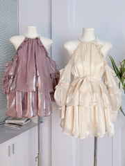 Set Short Trơn Nữ Cổ Áo Phói Ngọc Tay Dài Kèm Quần Trendy Đi Biển Đi Dạo MIMIX - EB8