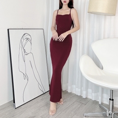 Đầm Body Trơn 2 Dây Dáng Dài Nhún Eo Chất Thun Dẻo Ladong Đi Tiệc MIMIX - EC8