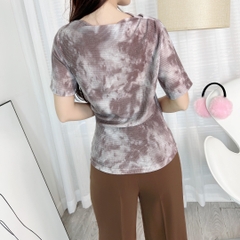 Áo Kiểu Nữ Nhún Eo Màu Loang Tay Ngắn Chất Thun Xốp Dẻo In Loang Đi Tiệc Đi Làm MIMIX - ED5