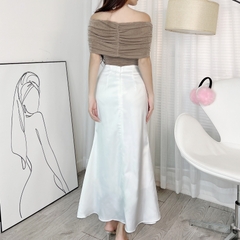 Áo Kiểu Nữ Trơn Trễ Vai Dây Yếm Nhún Tay Phối 2 Nút Chất Thun Nhũ Đi Du Lịch MIMIX - ED6