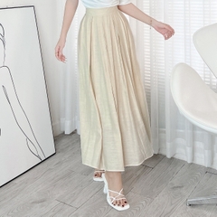 Chân Váy Xếp Ly Kiểu Trơn Nữ Dáng Dài Xòe Chất Linen Lụa Đi Làm Đi Tiệc MIMIX - EE5
