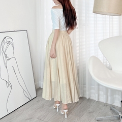 Chân Váy Xếp Ly Kiểu Trơn Nữ Dáng Dài Xòe Chất Linen Lụa Đi Làm Đi Tiệc MIMIX - EE5