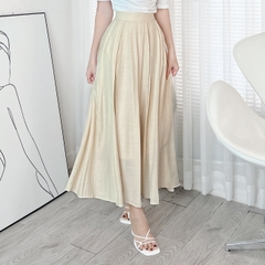 Chân Váy Xếp Ly Kiểu Trơn Nữ Dáng Dài Xòe Chất Linen Lụa Đi Làm Đi Tiệc MIMIX - EE5