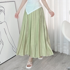 Chân Váy Xếp Ly Kiểu Trơn Nữ Dáng Dài Xòe Chất Linen Lụa Đi Làm Đi Tiệc MIMIX - EE5