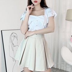 Áo Thun Cổ Vuông Nút Hoa Chất Thun Mịn Dày Đi Làm Đi Tiệc MIMIX - EE9