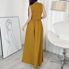 Set Bộ Nữ Áo Gile Phối Nút Mix Quần Ống Rộng Xếp Ly Chất Tuyết Mưa Đi Tiệc MIMIX - DT8