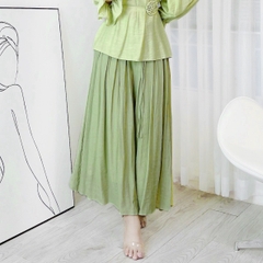Quần Culottes Nữ Trơn Lưng V Xếp Ly Phối Dây Chất Linen Tơ Sước Đi Biển MIMIX - DQ7
