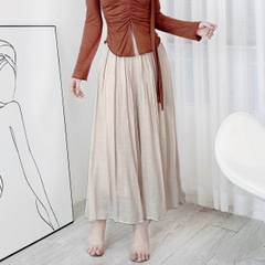 Quần Culottes Nữ Trơn Lưng V Xếp Ly Phối Dây Chất Linen Tơ Sước Đi Biển MIMIX - DQ7