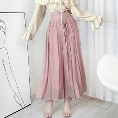 Quần Culottes Nữ Trơn Lưng V Xếp Ly Phối Dây Chất Linen Tơ Sước Đi Biển MIMIX - DQ7