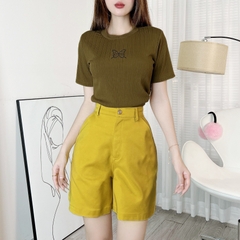 Quần Short Chất Kaki Lụa Trơn Lưng Cao Có Phối Túi 4 Đi Biển MIMIX - EF2