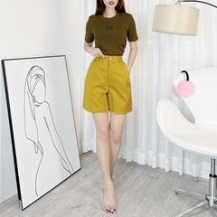 Quần Short Chất Kaki Lụa Trơn Lưng Cao Có Phối Túi 4 Đi Biển MIMIX - EF2