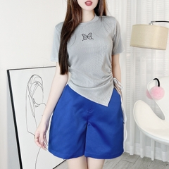 Quần Short Chất Kaki Lụa Trơn Lưng Cao Có Phối Túi 4 Đi Biển MIMIX - EF2