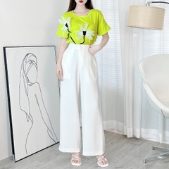 Áo Thun Nữ Cổ Tròn Đính Hoa 4 Màu Basic Chất Borip QC Đi Biển MIMIX - EH3