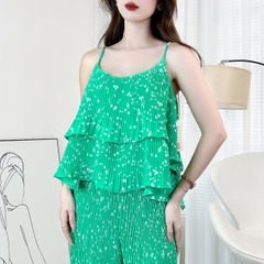 Set Bộ Dập Ly Áo 2 Dây Tầng Mix Quần Dáng Dài Chất Lụa Và Tol Mặc Nhà Đi Du Lịch MIMIX - CU8