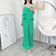 Set Bộ Dập Ly Áo 2 Dây Tầng Mix Quần Dáng Dài Chất Lụa Và Tol Mặc Nhà Đi Du Lịch MIMIX - CU8
