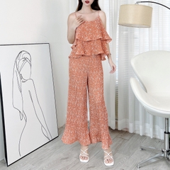 Set Bộ Dập Ly Áo 2 Dây Tầng Mix Quần Dáng Dài Chất Lụa Và Tol Mặc Nhà Đi Du Lịch MIMIX - CU8
