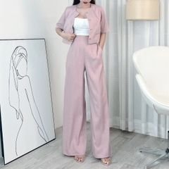 Set Bộ Áo Lượn Sóng Cổ Tròn Tay Ngắn Kèm Quần Suông Dài Chất Chéo Ruby Công Sở MIMIX - EI6