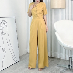 Set Bộ Áo Lượn Sóng Cổ Tròn Tay Ngắn Kèm Quần Suông Dài Chất Chéo Ruby Công Sở MIMIX - EI6