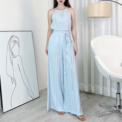 Set Yếm Sọc  Áo Form Yếm Kèm Quần Dáng Dài Chất Linen Kẻ Đi Du Lịch MIMIX - EJ7