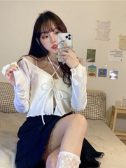 Áo Khoác Nữ Mimix Tay Dài Phối Dây Đôi Chất Thun Gân Đi Tiệc Đi Biển MIMIX - DO3